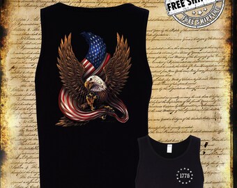 American Flag / Eagle 1776 2-Sided Tank Top T-Shirt / Patriotism Freedom USA 2nd Amendment