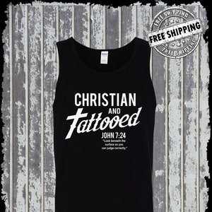 Christliches und tätowiertes Tank Top T-Shirt - Johannes 7:24 Religiöser Jesus Christus Gott