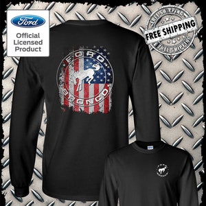 Ford Bronco American Flag 2-Sided Long Sleeve T-Shirt