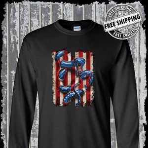 American Serpent Long Sleeve T-Shirt / USA Flag 2nd Amendment Snake