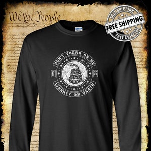 Don't Tread On Me LIBERTY or DEATH Rattlesnake Long Sleeve Hoodie / Sweatshirt USA