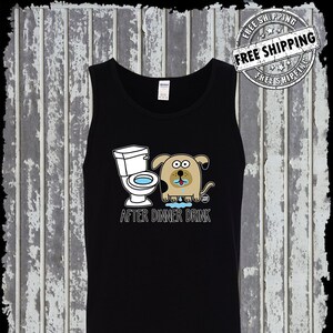 After Dinner Drink Funny Dog Toilet Water Tank Top T-Shirt Todd Goldman Licensed