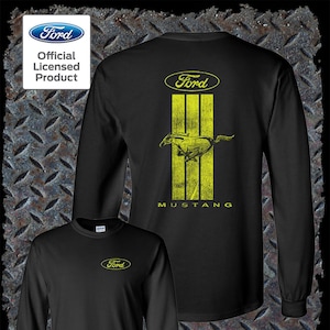 Ford Mustang Green Logo Official Licensed Double Sided Long Sleeve T-Shirt