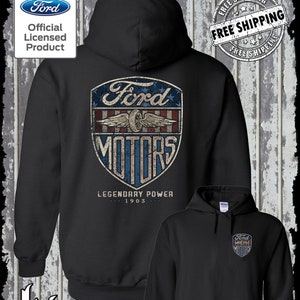 Ford Motors Legendary Power Retro Vintage Style Logo Hoodie / Official Licensed