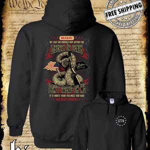 Liberty or Death Don&#39;t Tread on Me Rattlesnake Shotgun Hoodie / Sweatshirt 1776