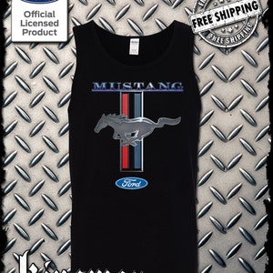 Ford mustang Rot, Weiß & Blau Stripe Logo Tank Top T-Shirt