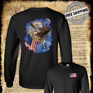 Flight For Freedom Eagle American Flag Dreamcatcher 2-Sided Long Sleeve T-Shirt Indian