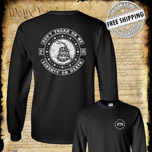 Don't Tread On Me LIBERTY or DEATH Rattlesnake 2-Sided Long Sleeve Hoodie / Sweatshirt USA