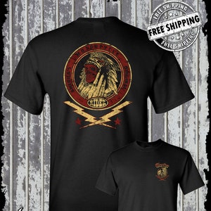 Custom Tradition Motorcycle Biker 2-Sided T-Shirt / Indian Skull War Bonnet