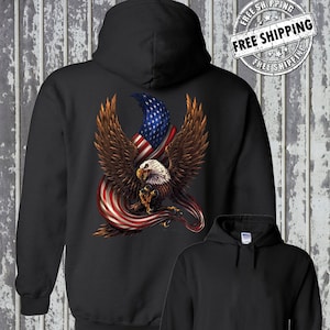American Flag / Eagle Hoodie Sweatshirt / Patriotism Freedom USA 4th of July