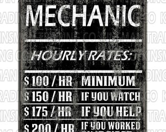 Mechaniker Stundenzahl Lustiges Metall 9x12 Schild Garage Reparaturwerkstatt Hot Rod Motorrad