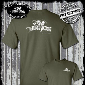 Three Stooges Classic White Logo 2-Sided T-Shirt