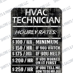 HVAC Technician Hourly Rate Funny Metal Sign - Heating & Cooling
