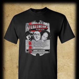 Three Stooges Nyuckleheads Mechanic Garage T-Shirt - Since 1930 Moe Curly Larry American Classic Television