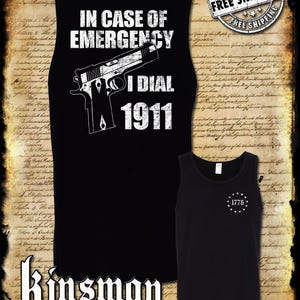 In caso di EMERGENZA, chiama il 1911 Canotta T-shirt bifacciale