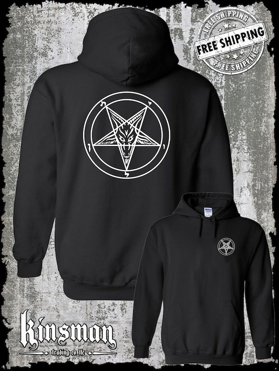 Occult Silver Pentagram Buttons Women’s Black Hoodie - Georgia main image 1