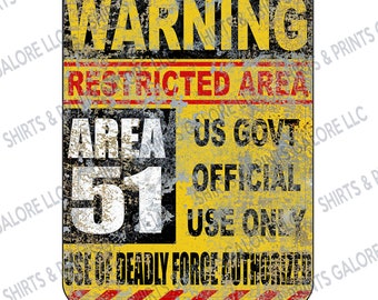 Area 51 Metal Warning Sign 9x12 / UFO Aliens Halloween No Trespassing USA MADE