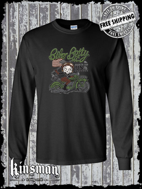 Maniche Lunghe Maglia Betty Boop Maglietta A Maniche Lunghe Biker - Main Image
