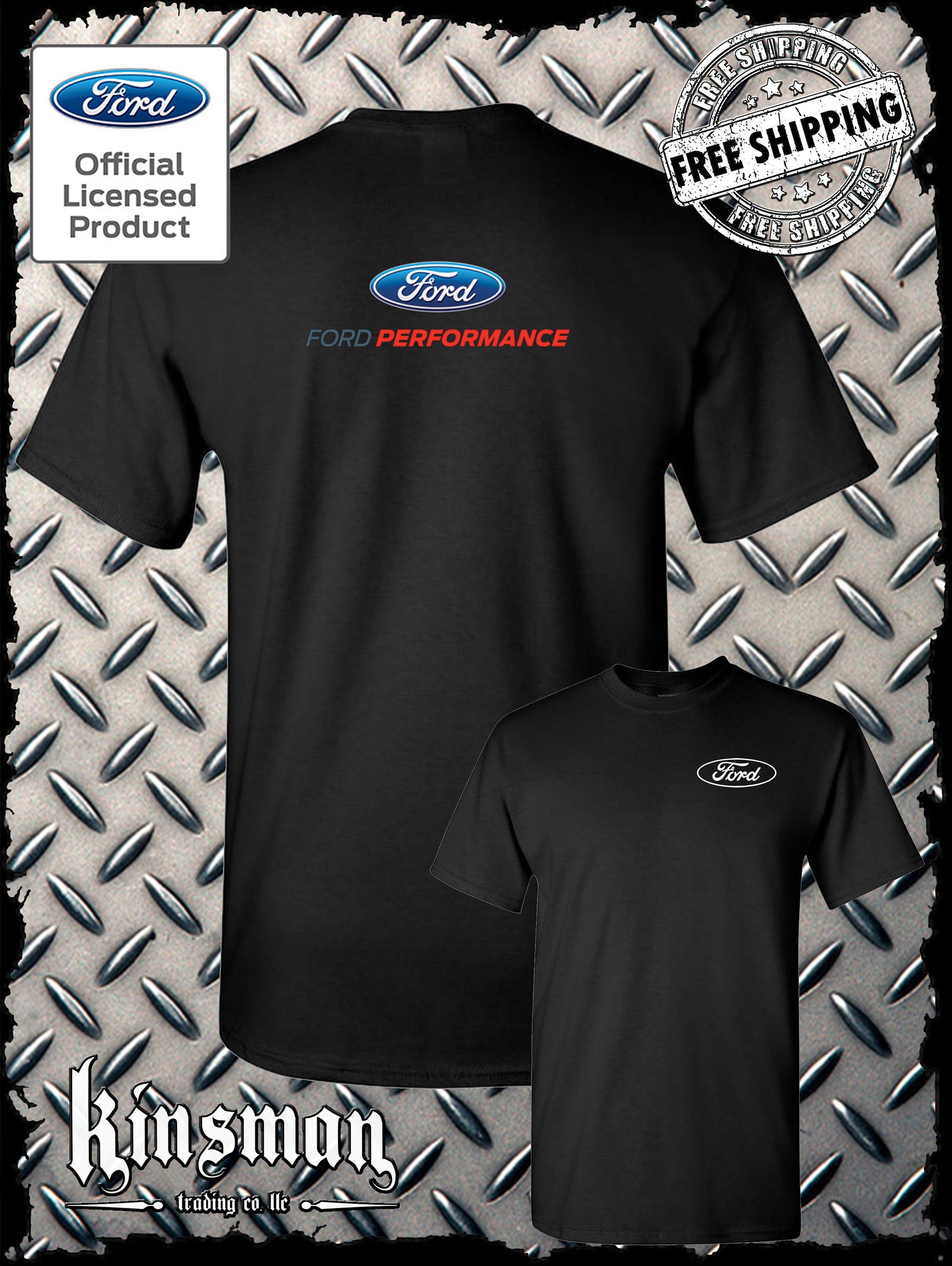 Licensed Ford Crest Performance Logo 2 sided T shirt Mustang F