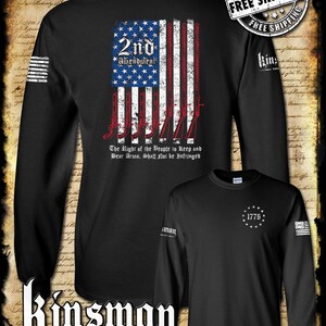 2nd Amendment Script 2-Sided Long Sleeve T-Shirt - Keep & Bear Firearms Not Infringed 2A
