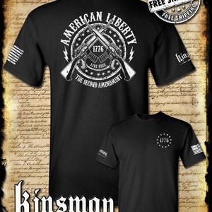 American Liberty 2nd Amendment 1776 AR-15 2-Sided T-Shirt American Flag