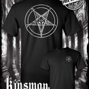 Baphomet Satanic Pentagram Distressed Logo 2-Sided T-Shirt