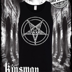 Baphomet Satanic Pentagram Distressed Logo Tank Top T-Shirt