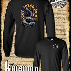 Don't Tread On Me US Flag Rattlesnake 2-Sided Long Sleeve T-Shirt