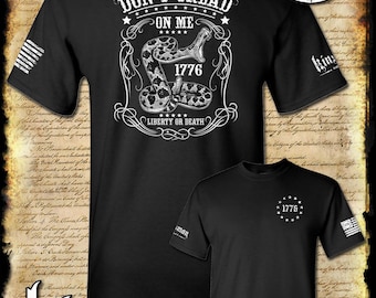 Camiseta de dos caras con el escudo de la Libertad o la Muerte de 1776, "No me pises", serpiente de cascabel