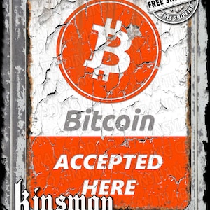 Bitcoin Accepted Here Aluminum / Metal Sign 9 x 12