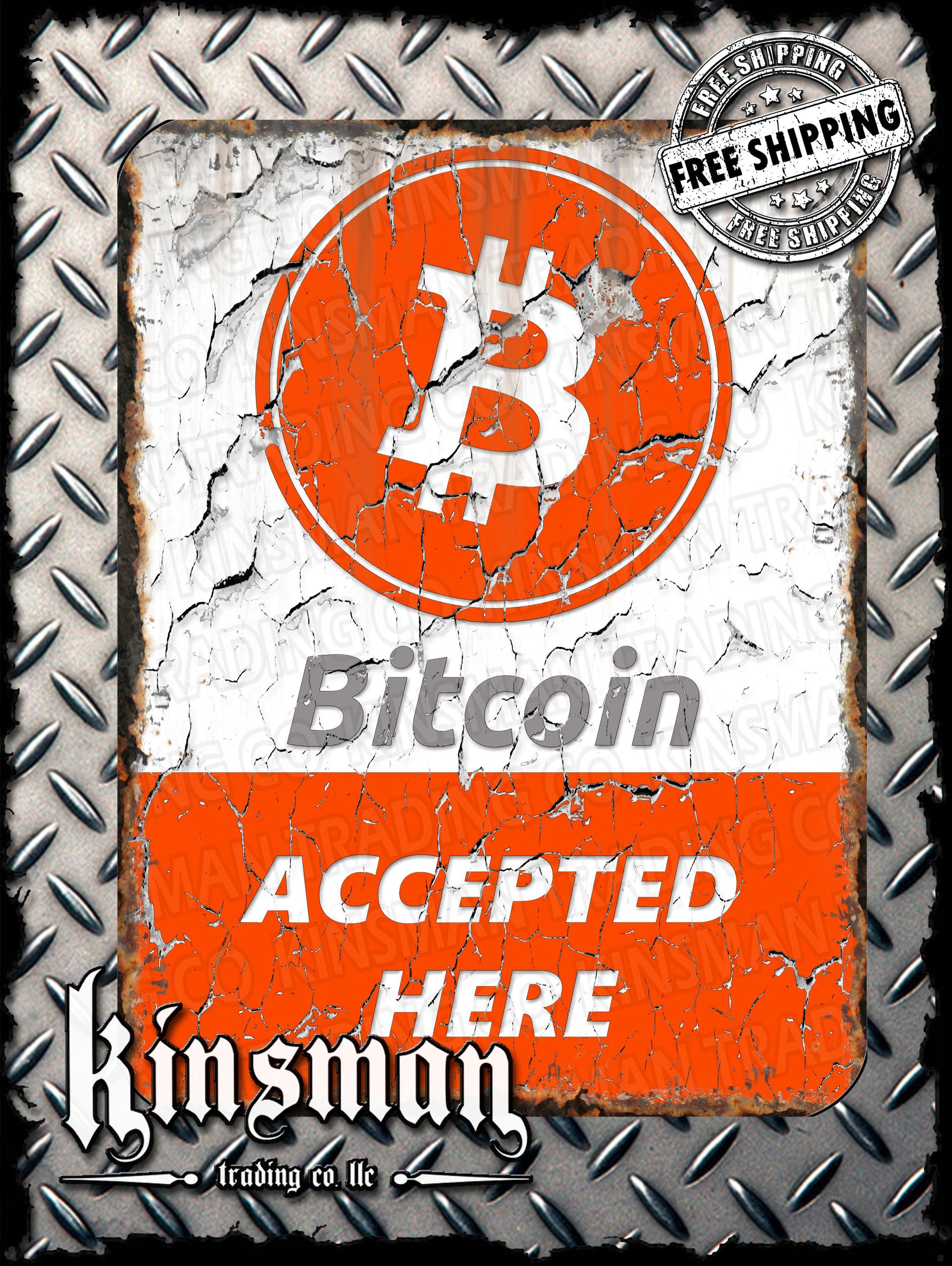 ビットコインはここで受け入れられます アルミニウム/金属サイン 9 x 12 - Etsy 日本