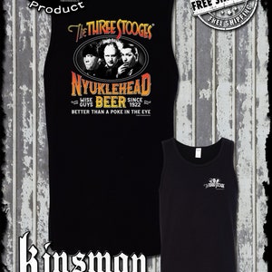 Three Stooges Nyuklehead Beer Label 2-Sided Tank Top T-Shirt