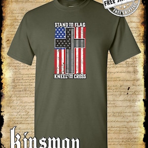Stehen für die Flagge Knien für das Kreuz T-Shirt Amerikanische Flagge Kreuz USA
