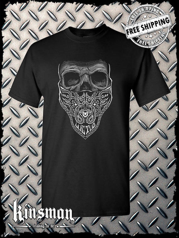 Luctus Bandana Skull T-shirt Biker Badass Gangster Dead Horror
