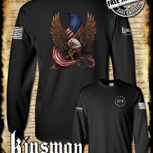 American Flag / Eagle 1776 2-Sided Long Sleeve T-Shirt / Patriotism Freedom USA 2nd Amendment