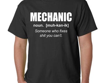 Mechanic Definition T-Shirt -Fathers Day Classic Car Truck Dad Garage Shop Bike