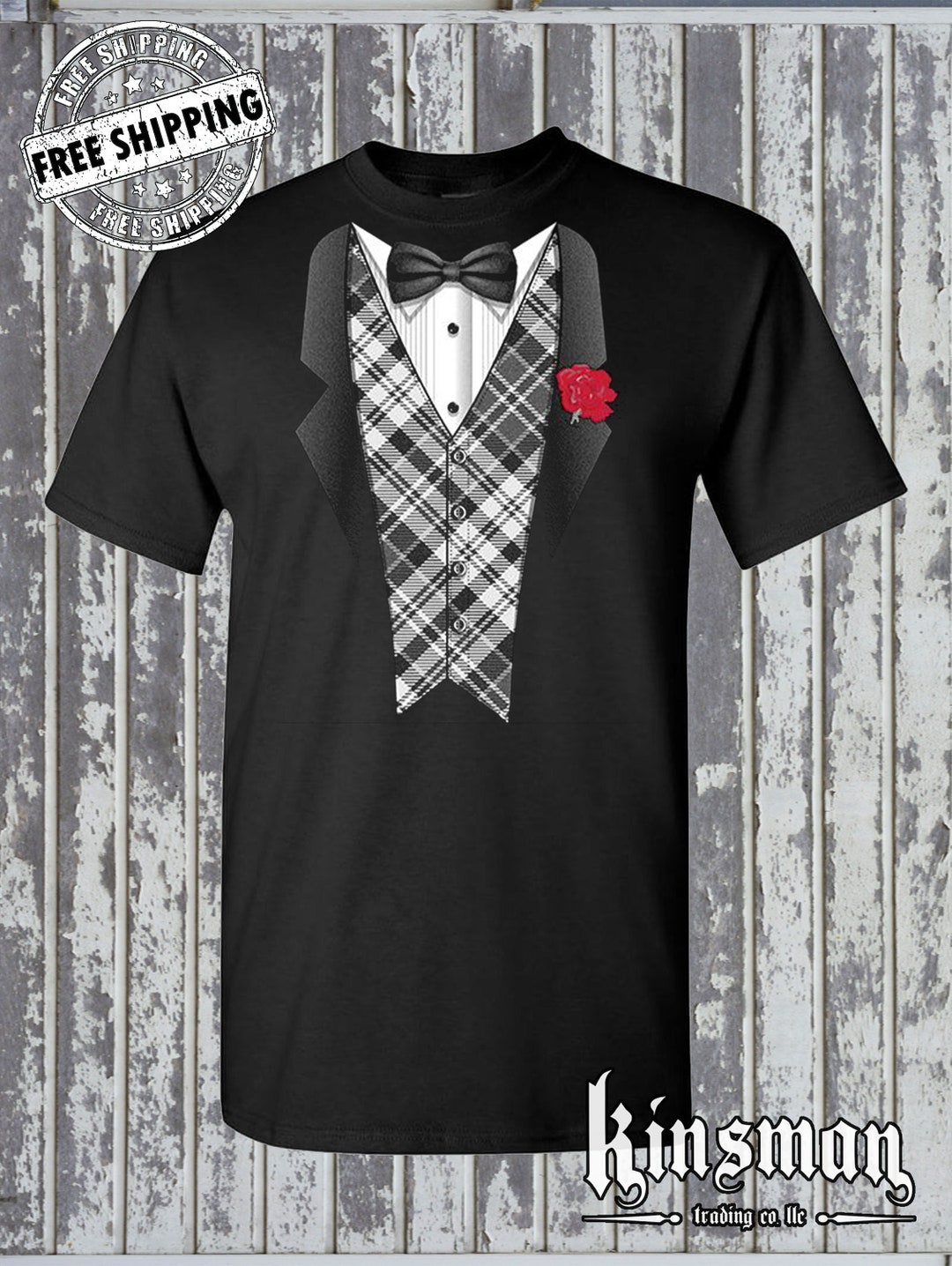 Funny Novelty Tuxedo Bow Tie T-Shirt - Men's Humorous Fancy Dress Joke Top (Sizes S-XXL)