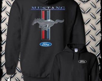 Ford Mustang Red White & Blue Stripe Logo Hoodie / Sweatshirt