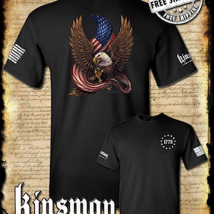 American Flag / Eagle 1776 2-Sided T-Shirt / Patriotism Freedom USA 2nd Amendment