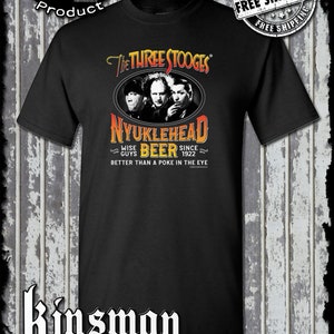 Three Stooges Nyuklehead Beer Label T-Shirt