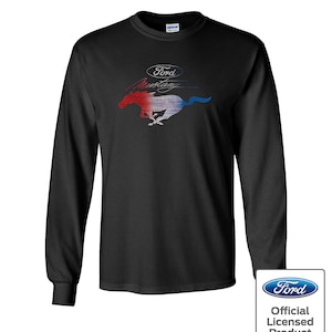 Ford Red White & Blue Mustang Logo Long Sleeve T-Shirt - Official Licensed Product - GT500
