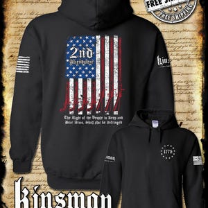 2nd Amendment Script Hoodie / Sweatshirt American Gun Flag USA Freedom