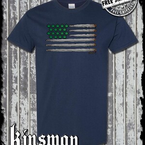 American Joint & Pot Leaf Flag T-shirt USA Weed