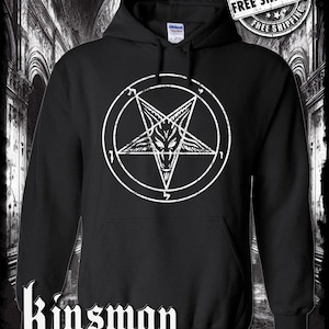 Baphomet Satanic Pentagram Distressed Logo Hoodie / Sweatshirt
