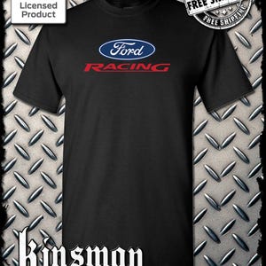 Ford Racing blauw T-shirt met ovaal logo - Officieel gelicentieerd product - Mustang F-150
