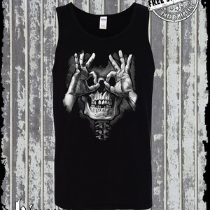 Luctus Skull Hands Tank Top T-shirt Liquid Blue Design Skeleton Death Eyes