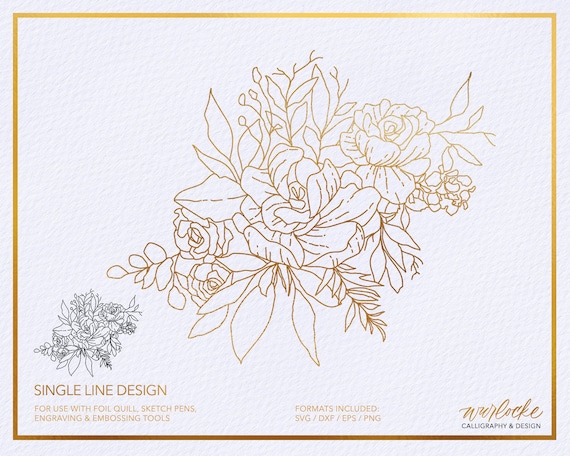Single Line SVG Foil Quill Florals for Cricut Silhouette