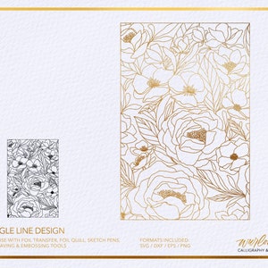 Single Line SVG Foil Quill Outil Florals pour Cricut Silhouette Brother