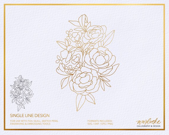 Single Line SVG Foil Quill Florals for Cricut Silhouette