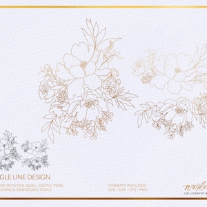 Florais de pena de folha SVG de linha única para Cricut / Silhueta